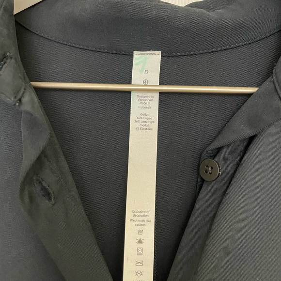Lululemon Athletica Perfectly Poised Button Down Dress 3/4 Sleeve Black Size 8 - Picture 7 of 7